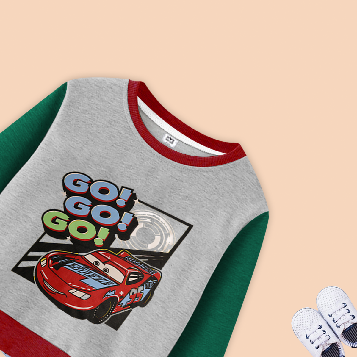 Baby Boy Green Go Go Car Sweatshirt Premium Quality