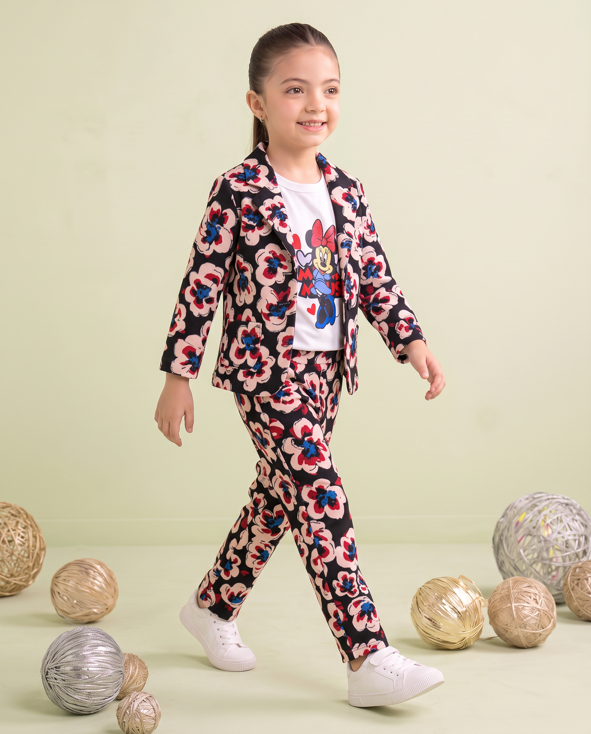 Girls Black Floral 3 Piece Summer Co-Ord Outfit Set for Kids