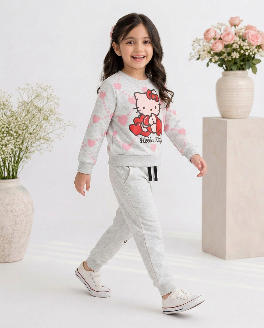 Hello Kitty Print Girls Sweatshirt and Trouser in premium Quality Set
