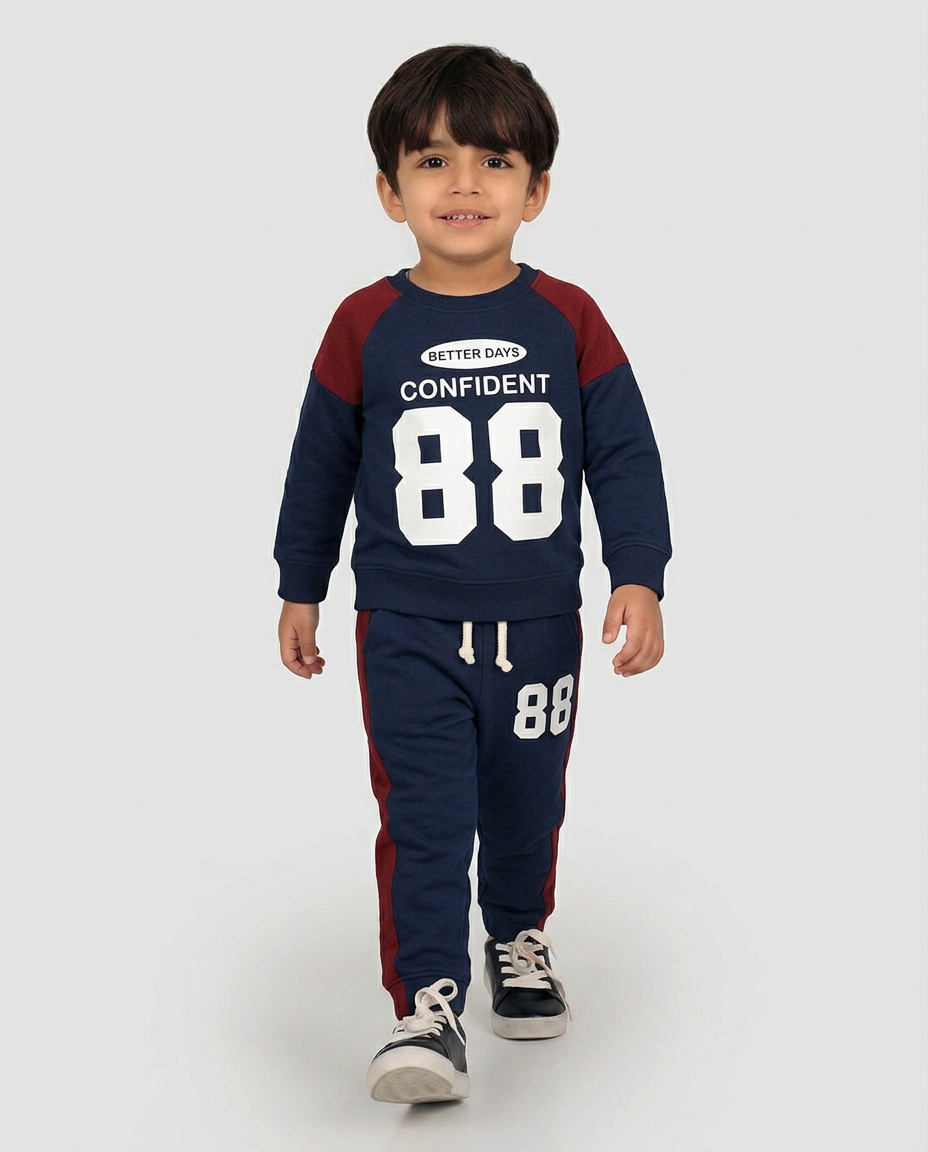 Confident 88 Kids Tracksuit – Navy & Red