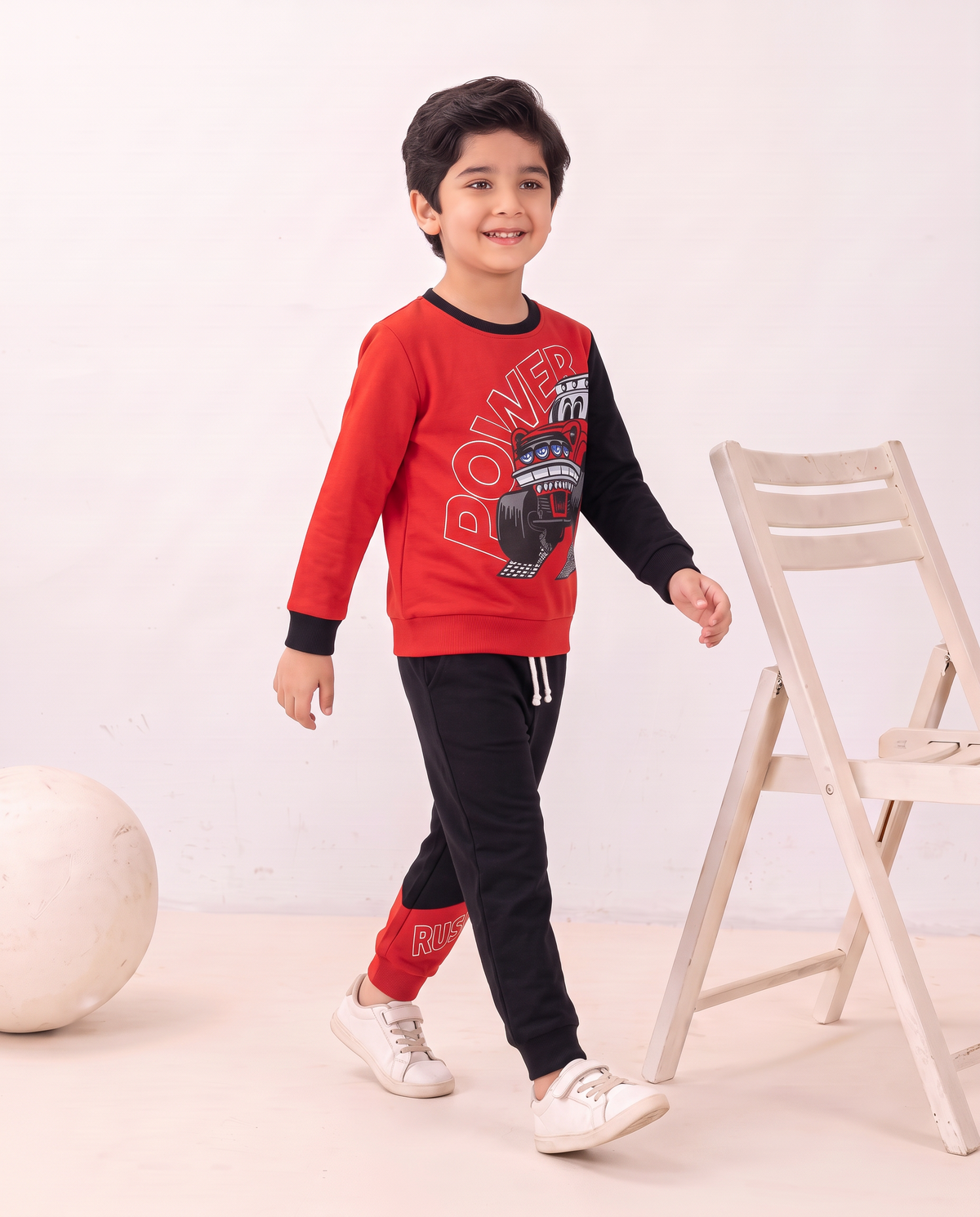 Truck Printed Pink Sweatshirt & BlackTrouser With Dori Outfit Premium Quality Set