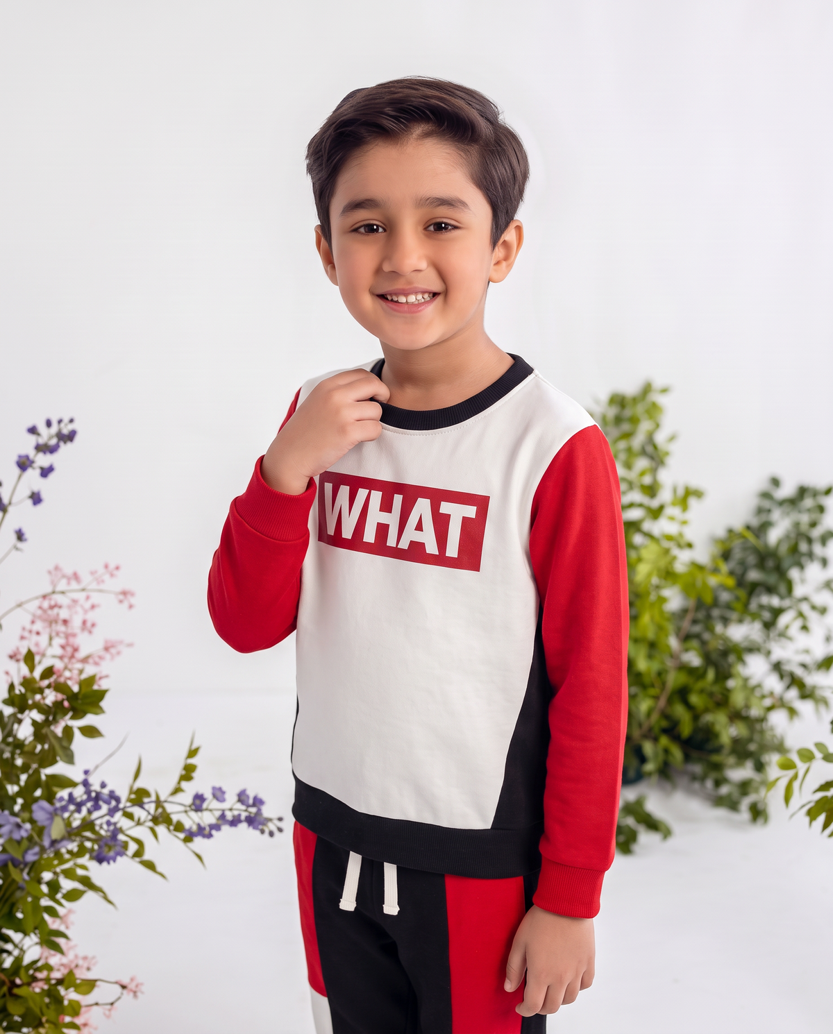 2pcs Boys What Black & Red Color Outfit Sweatshirt With trouser Casual Long Sleeve Kids Clothes