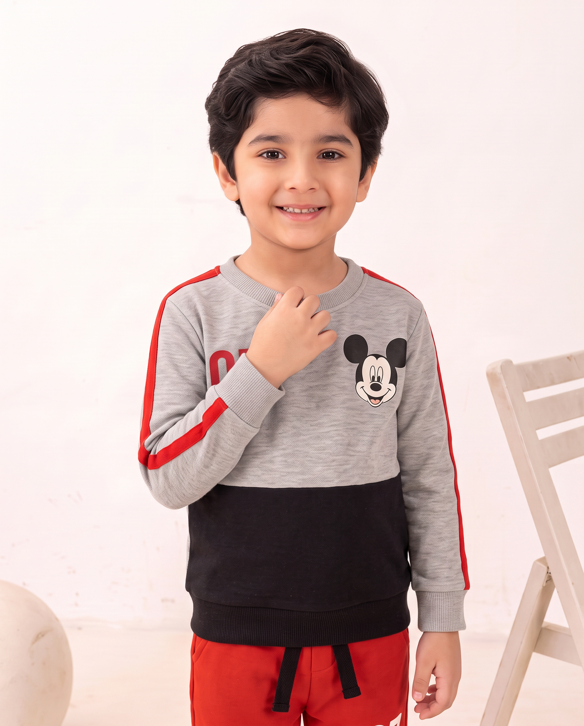 Mickey Mouse Little Boys Fleece Sweatshirt & Pocket Trouser