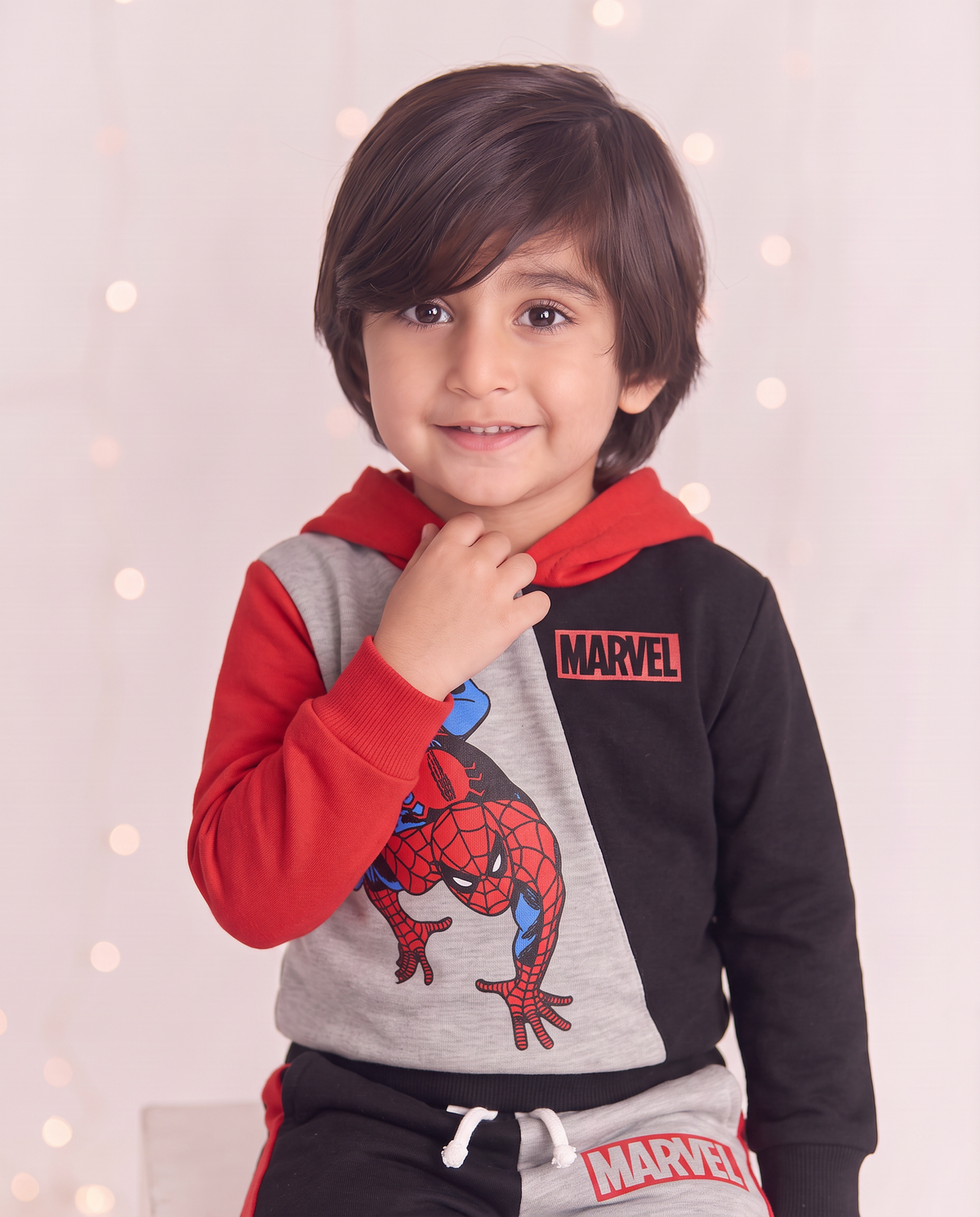 Kids Marvel Red & black Hoodie Fleece Tracksuit 2 Pcs set