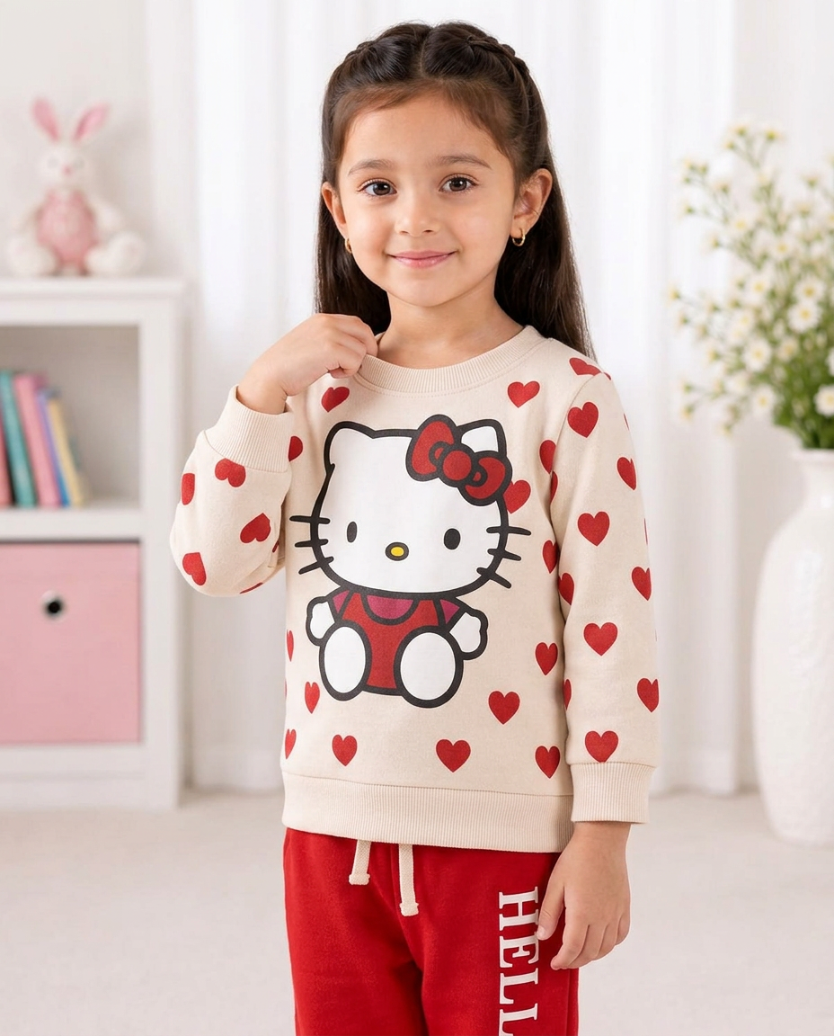 Hello Kitty Kids Tracksuit – Red & Cream