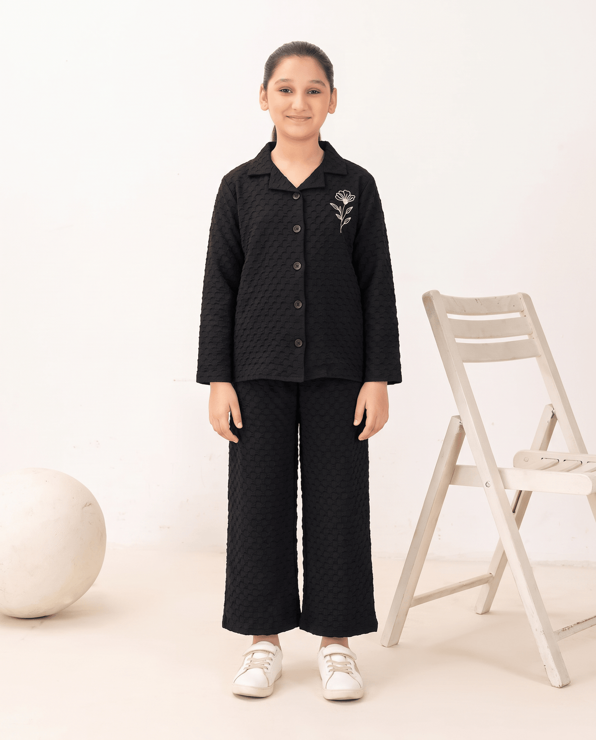 Black Wave Textured Turkish Fabric Co-Ord Set