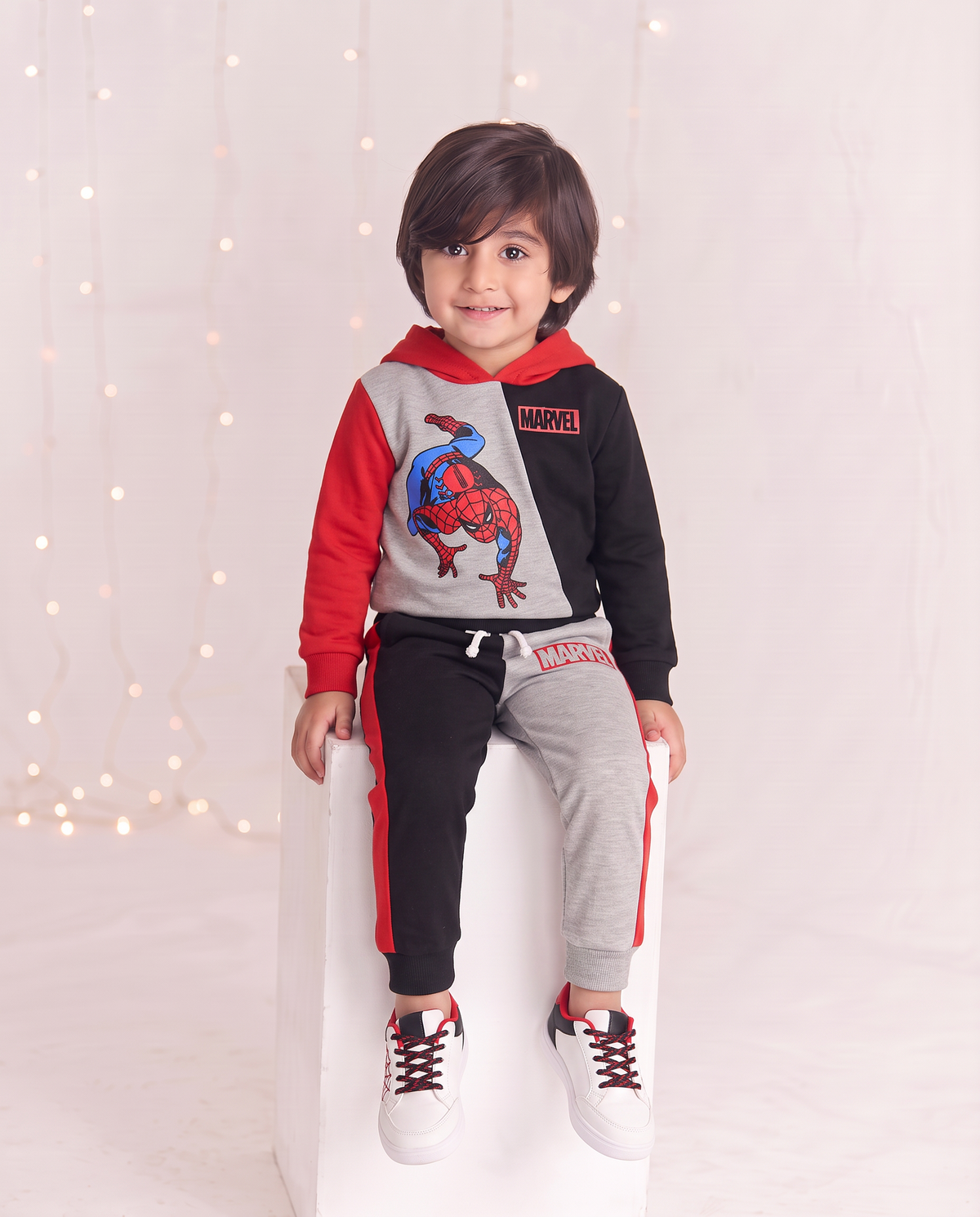Kids Marvel Red & black Hoodie Fleece Tracksuit 2 Pcs set