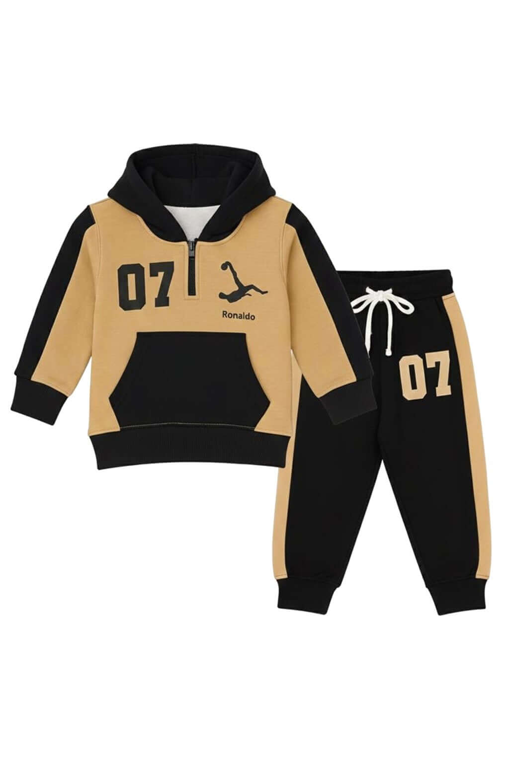 Black & Camel Hoodie Set