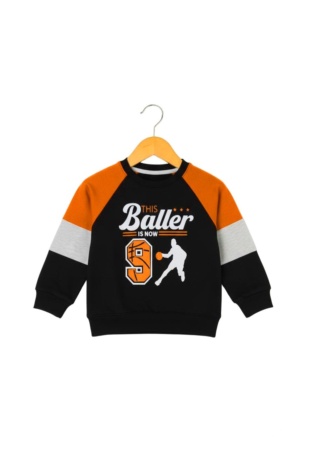 Toddler Boy Black & Orange Sports Fleece sweat suit