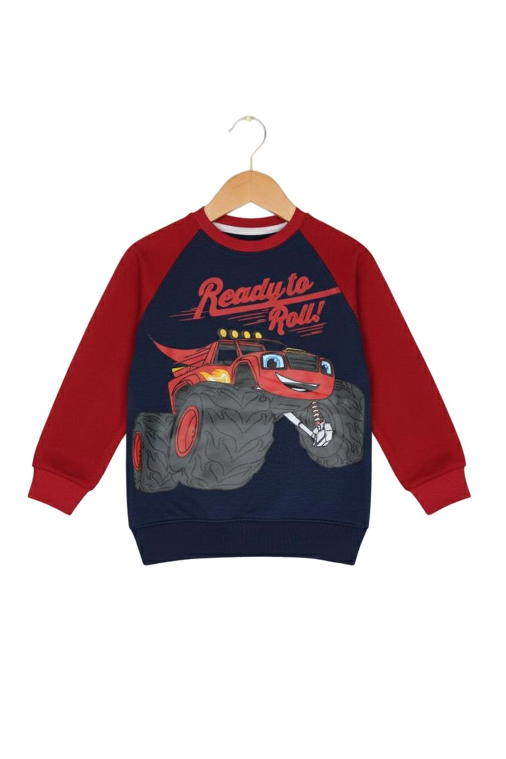 Toddler Boy "Ready to Roll" Monster Truck Graphic Navy Sweatsuit