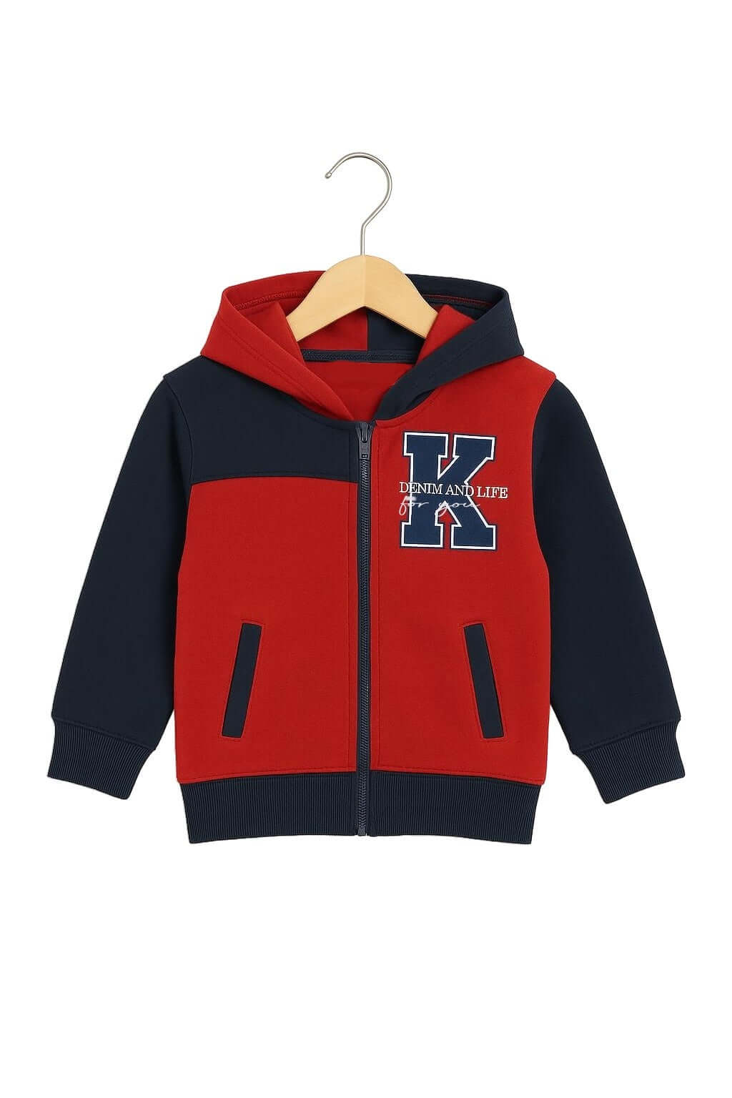Red & Navy Zip-Up Hoodie and Trouser Suit