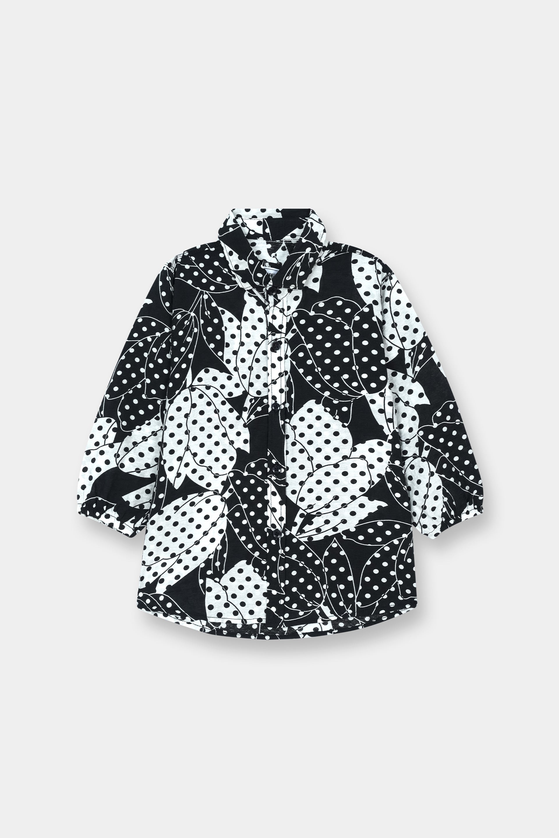 Bold Black & White Polka Leaf Co-Ord Set - MYK_Fatimas