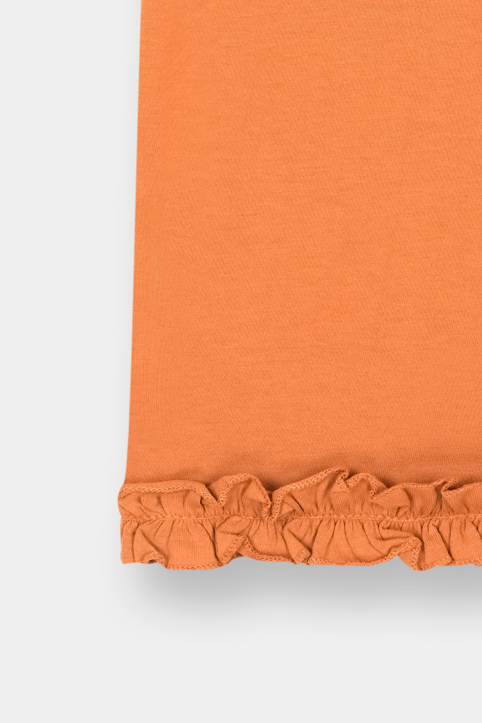 Girls Orange Kitty Print Frill Co-Ord Set – Cute Ruffle T-Shirt & Trouser Outfit - MYK_Fatimas
