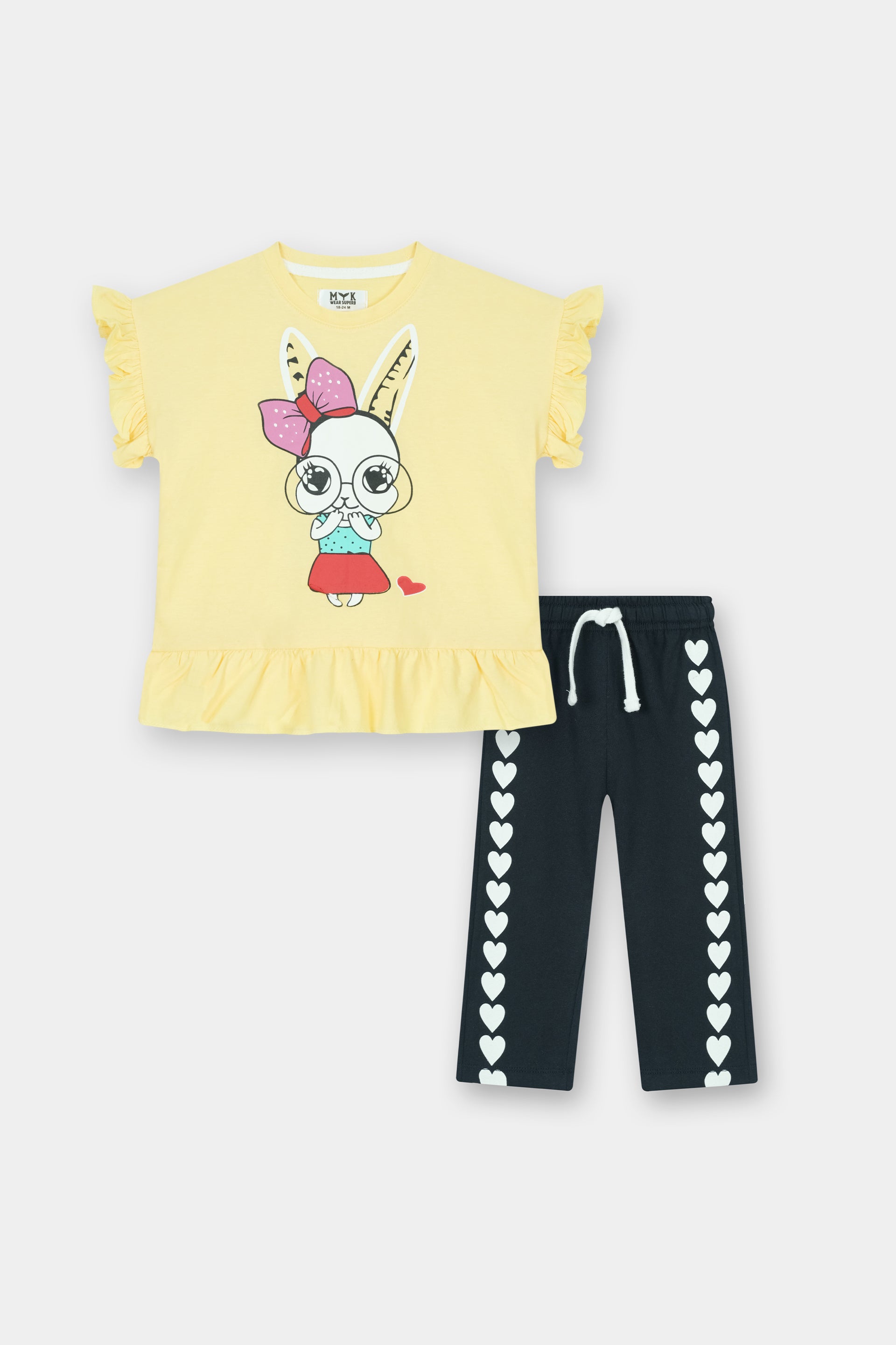Sunny Bunny Ruffle Top & Heart Jogger Set - MYK_Fatimas