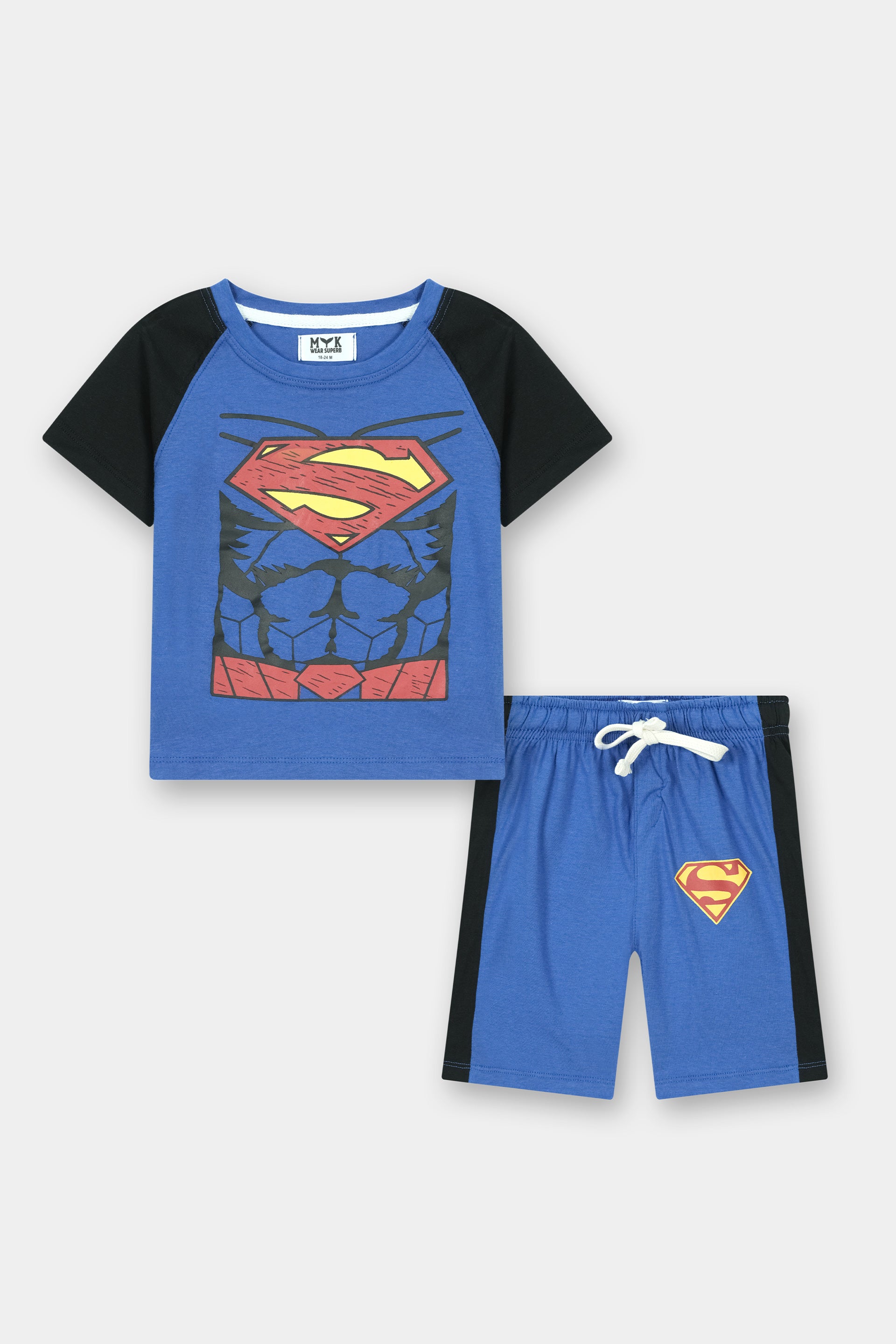 Boys' Superman Muscle Blue Graphic T-Shirt & Shorts Set - MYK_Fatimas