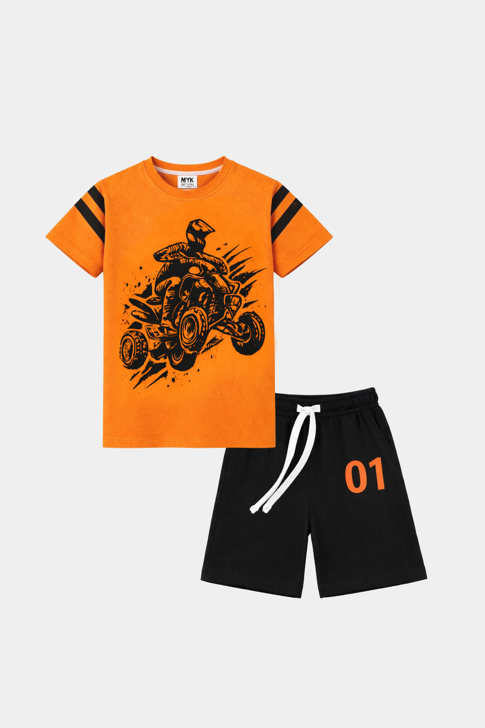 Boys Orange Quad Bike Summer Set – Power & Style - MYK_Fatimas