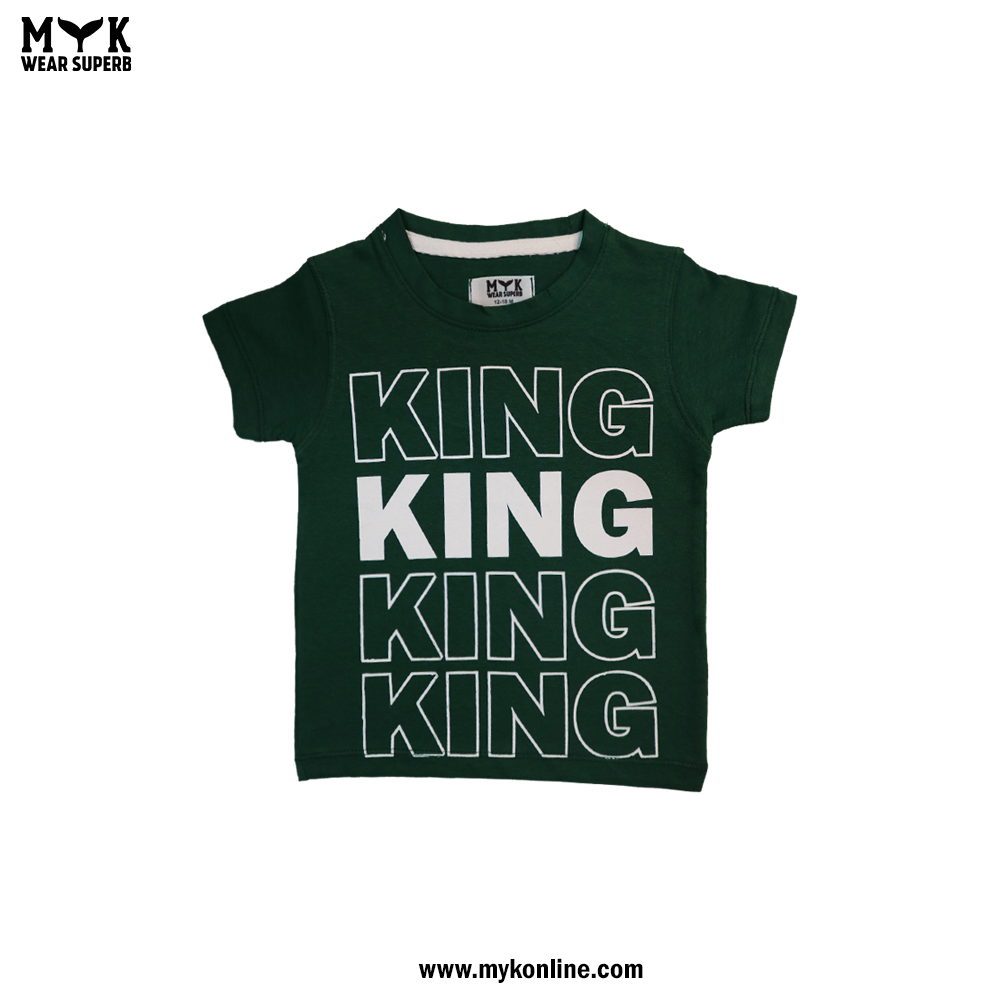KING Printed Green T-Shirt for Boys