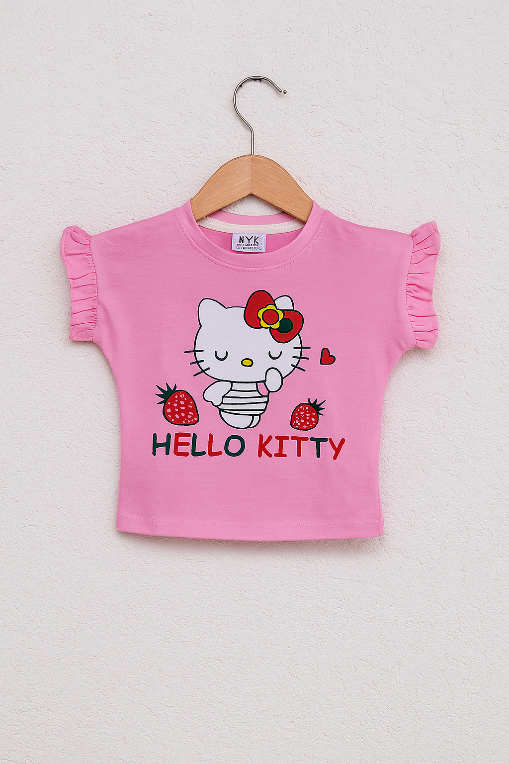 Hello Kitty Ruffle Sleeve T-Shirt & Printed Pajama Set