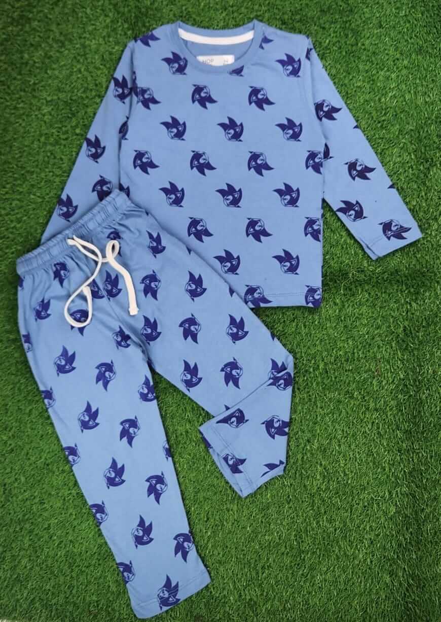 Blue Fox Print Summer Night suit Set