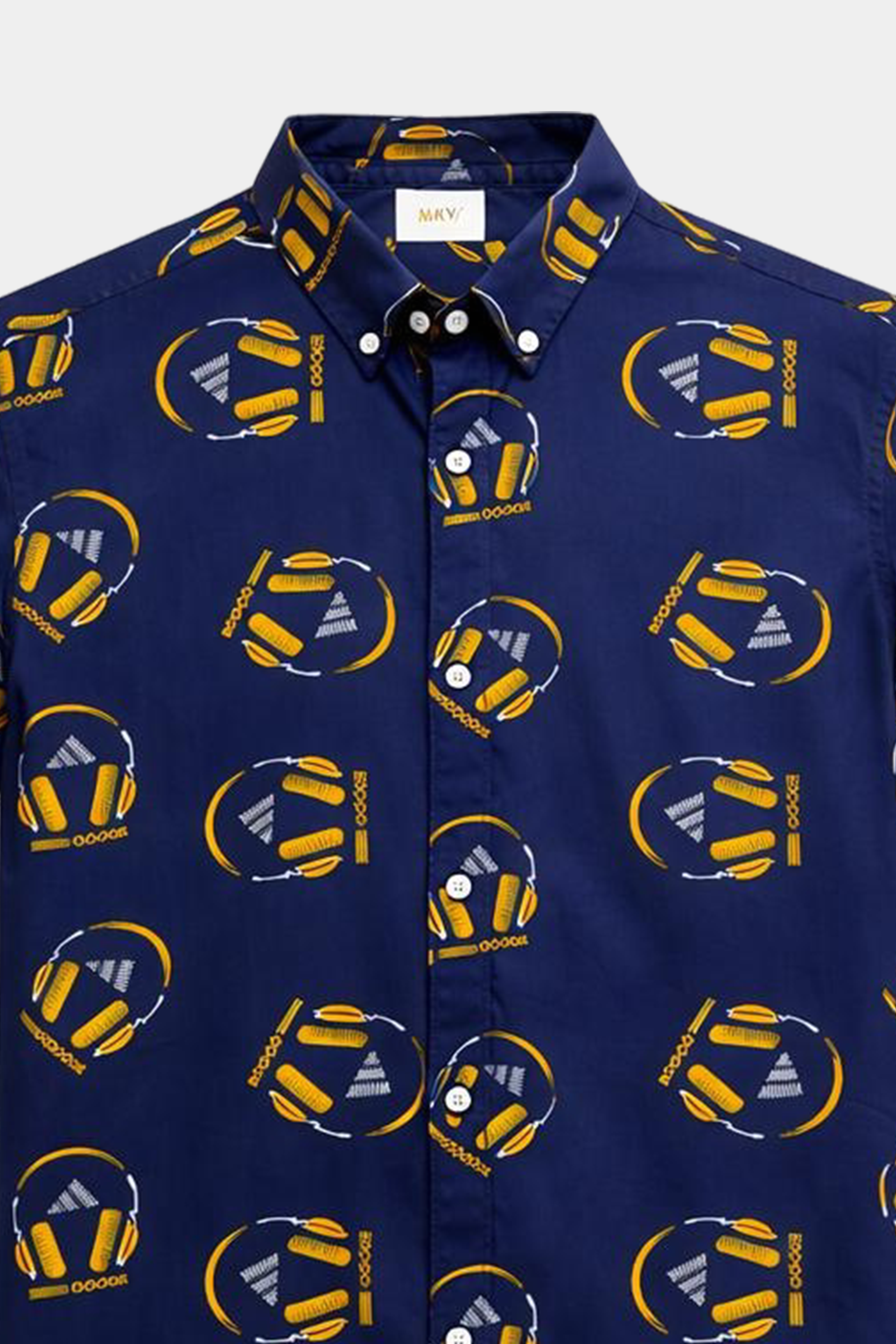 Boys Summer Co-ord Set in Navy Blue – Headphone Print Linen - MYK_Fatimas