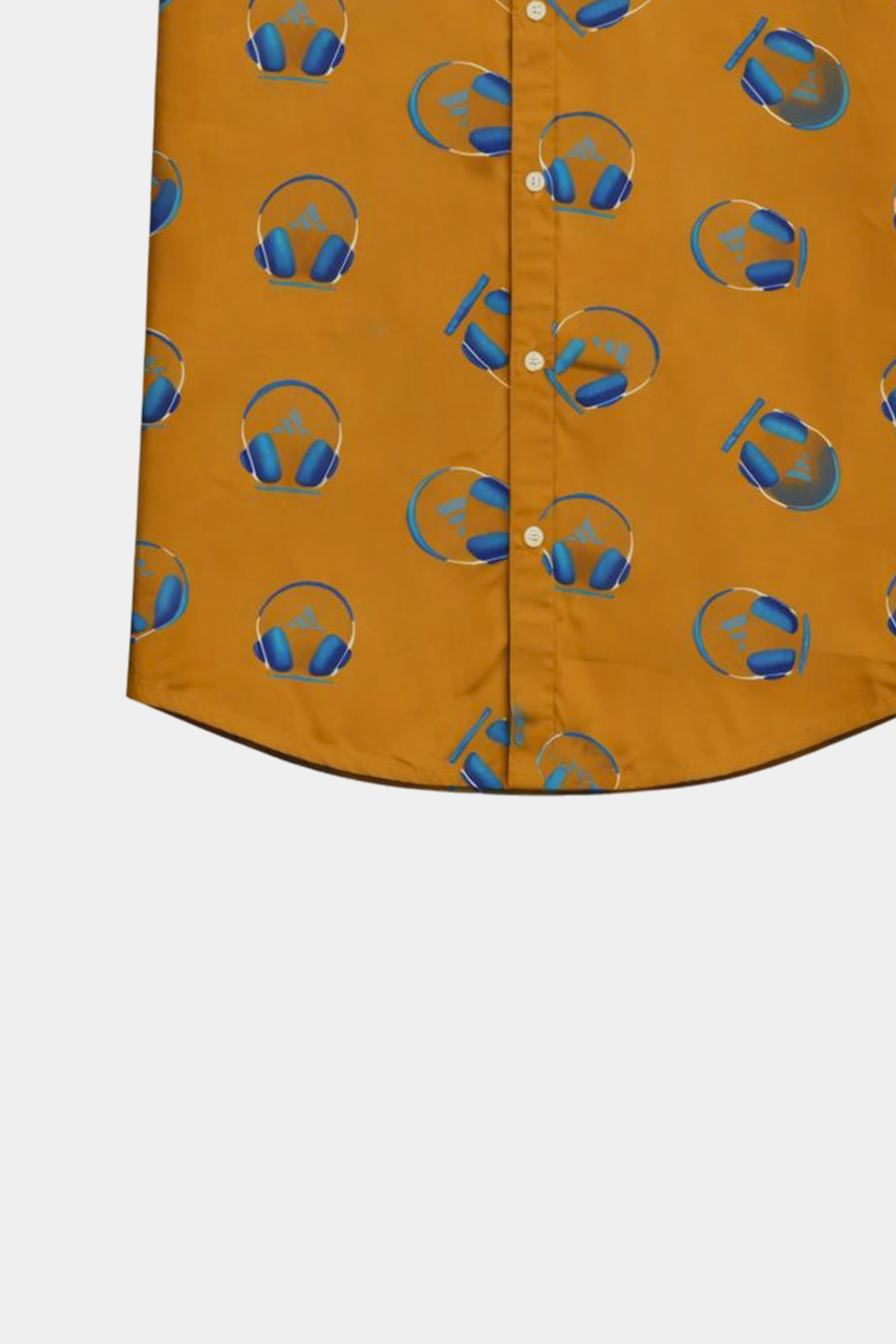 Boys Summer Linen Co-ord Set – Mustard Headphone Print Shirt & Shorts - MYK_Fatimas