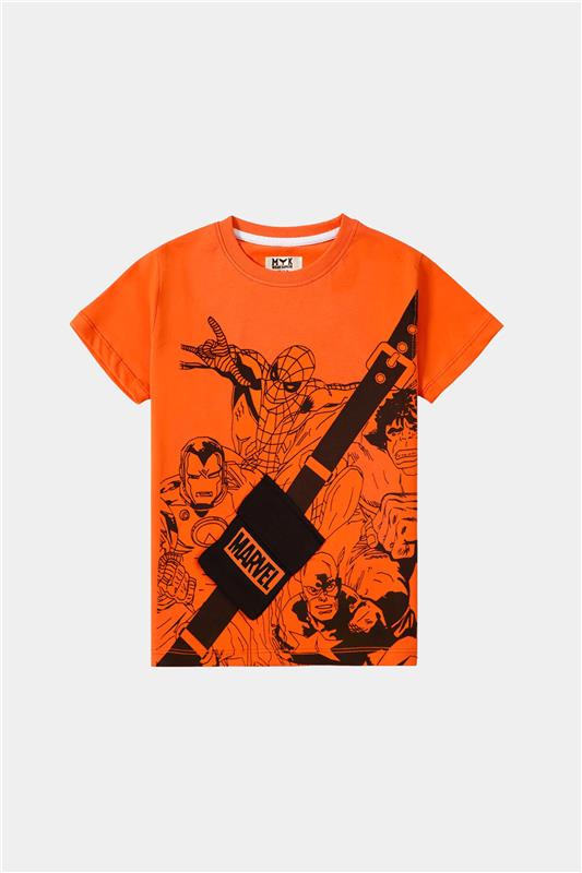Marvel-Inspired Black Trouser & Orange Shirt Set for Kids – Superhero - MYK_Fatimas