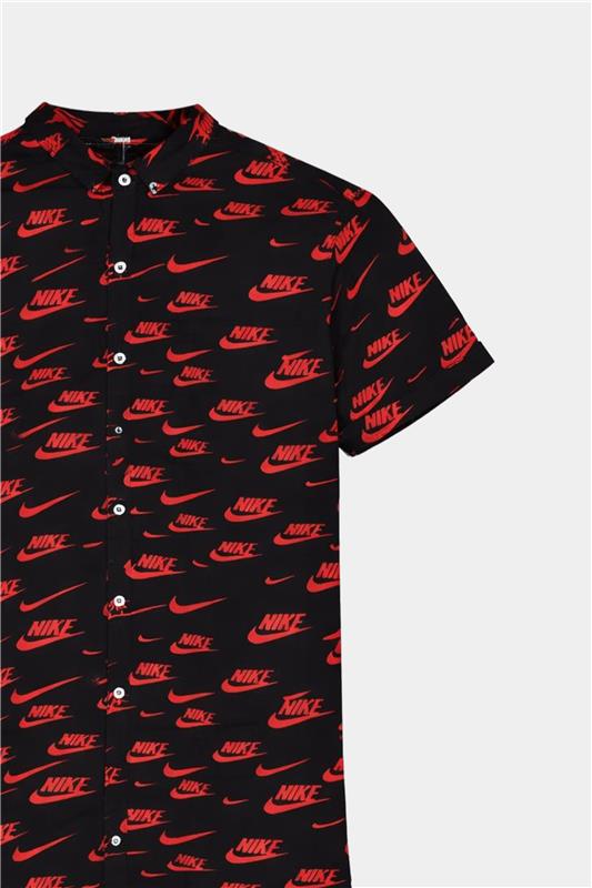 Bold Summer Linen Co-Ord Set – Black & Red Nike Print - MYK_Fatimas