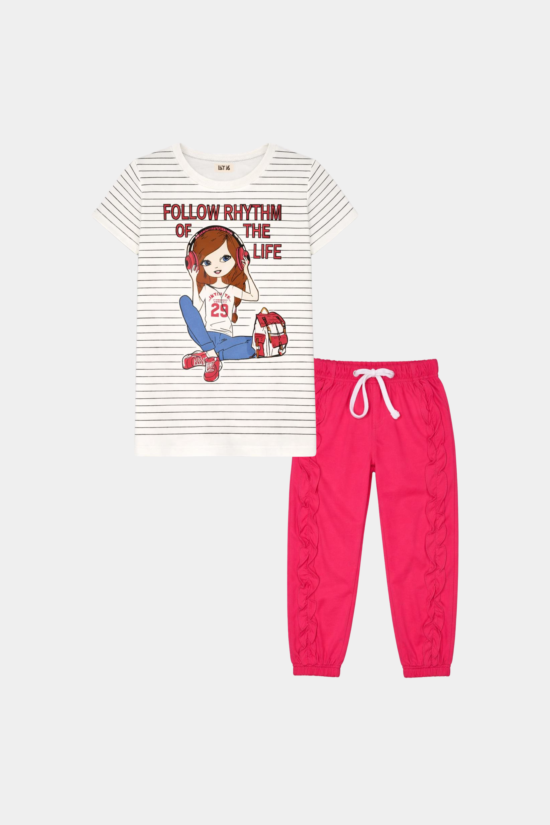 Fashion Girl print night suite white top and Red pajama – Cute & Comfy - MYK_Fatimas