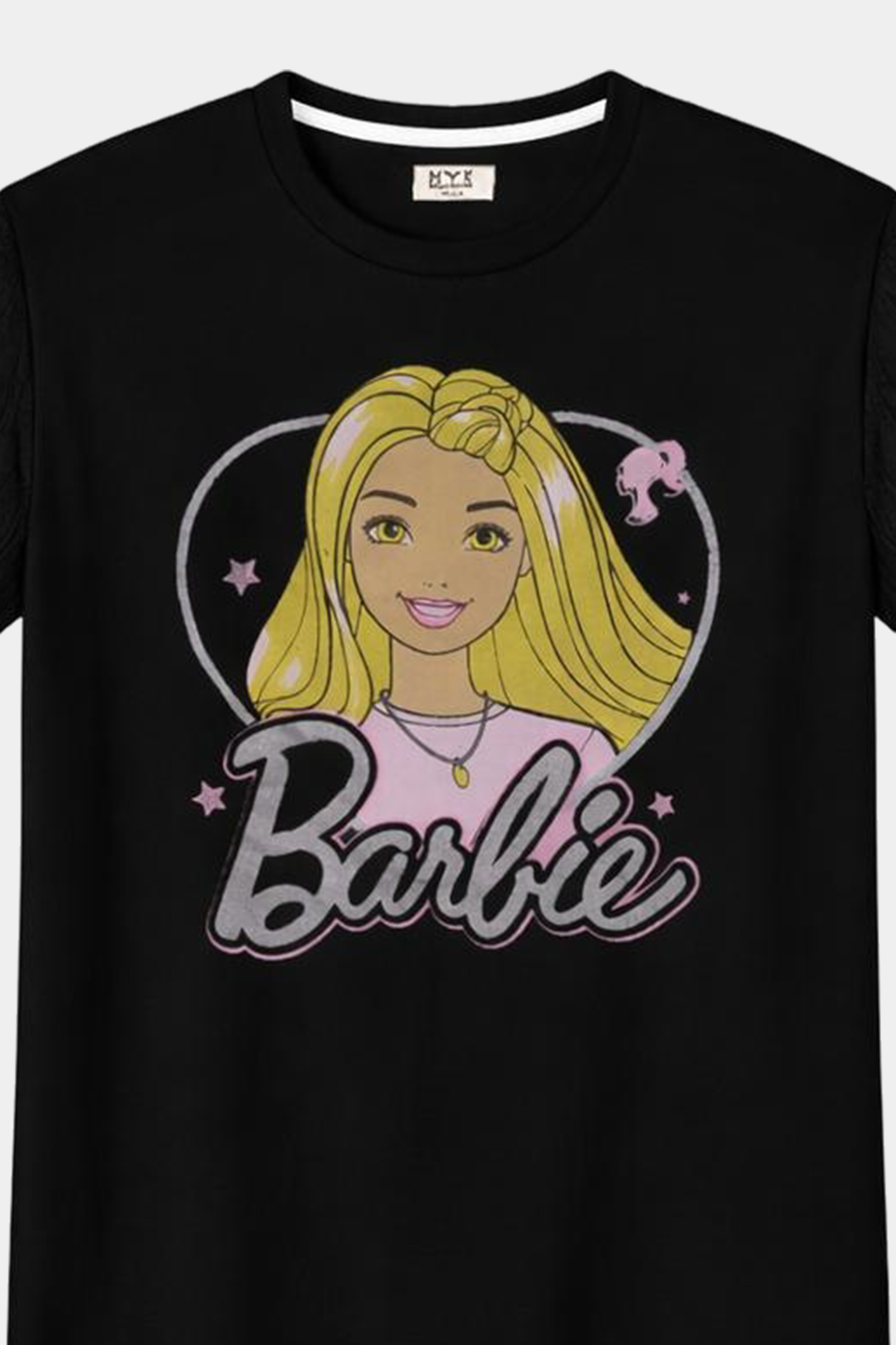Black Barbie T-Shirt & Pink Printed Pajama Set - MYK_Fatimas
