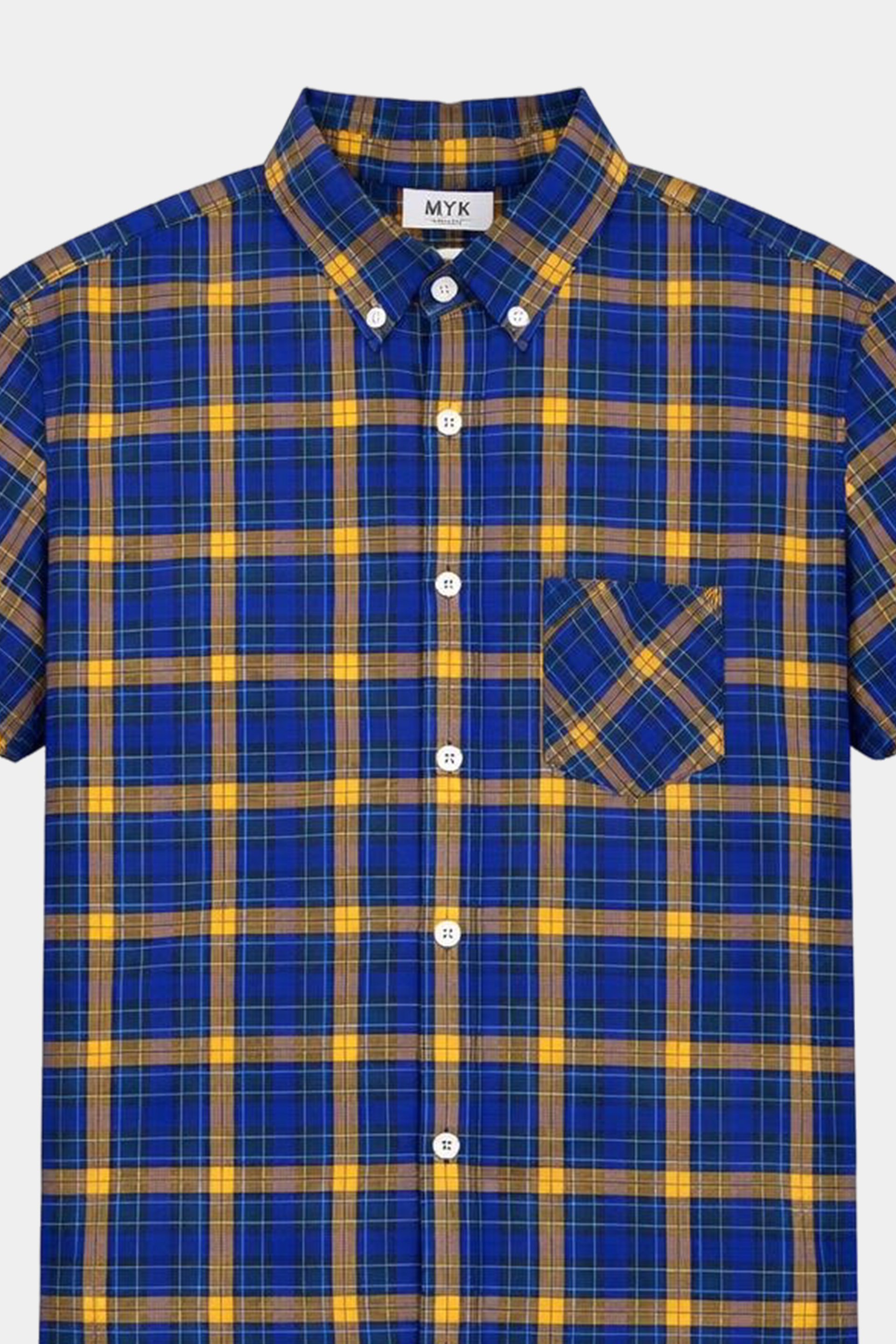 Boys' Casual Plaid Short-Sleeve Shirt – Blue & Yellow - MYK_Fatimas