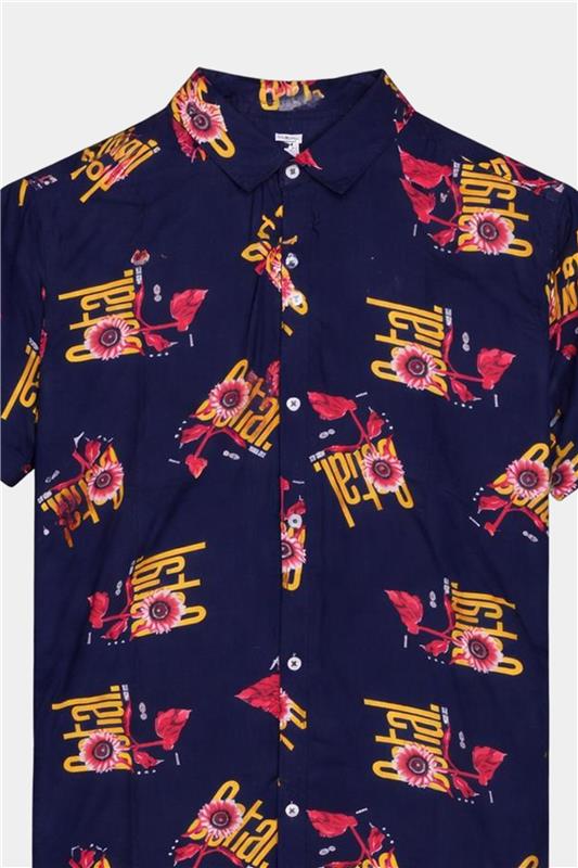 Boys' Printed Linen Shirt & Shorts Co-Ord Set – Navy Blue - MYK_Fatimas