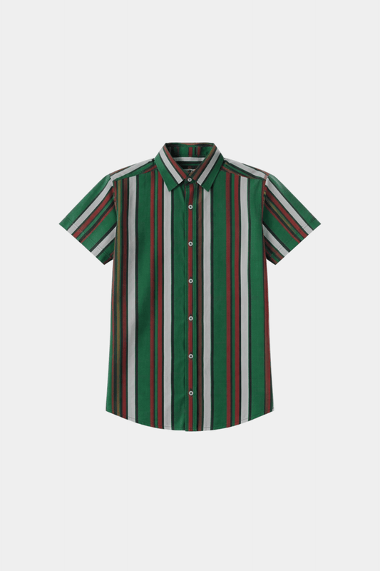 Boys Green Striped Shirt & Shorts Summer Outfit Set - MYK_Fatimas