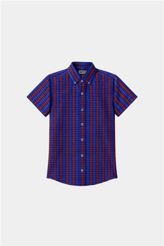 Boys Red & Blue Checkered Shirt & Shorts Set - MYK_Fatimas