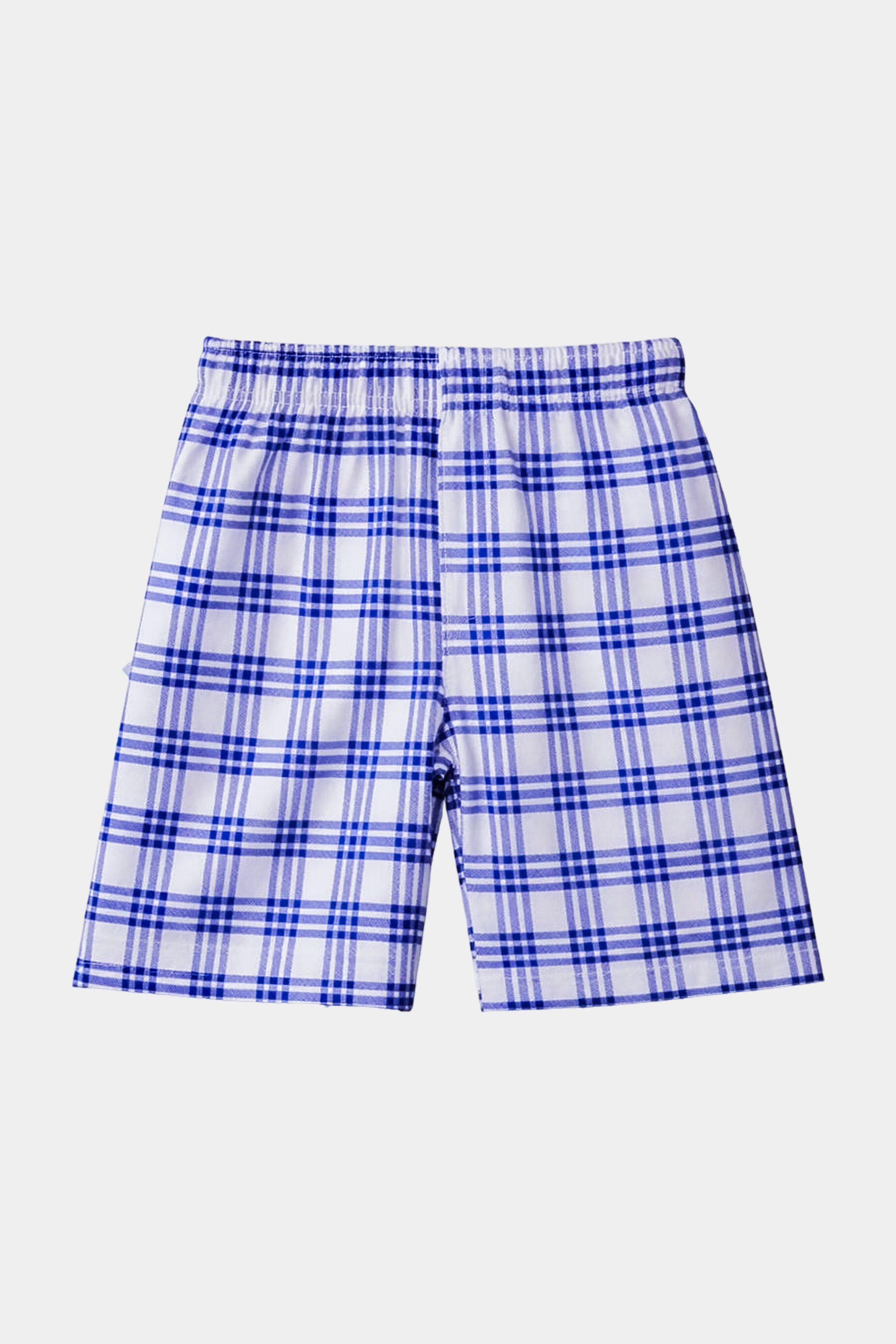 Men’s Blue & White Plaid Short Sleeve Shirt & Shorts Set - MYK_Fatimas