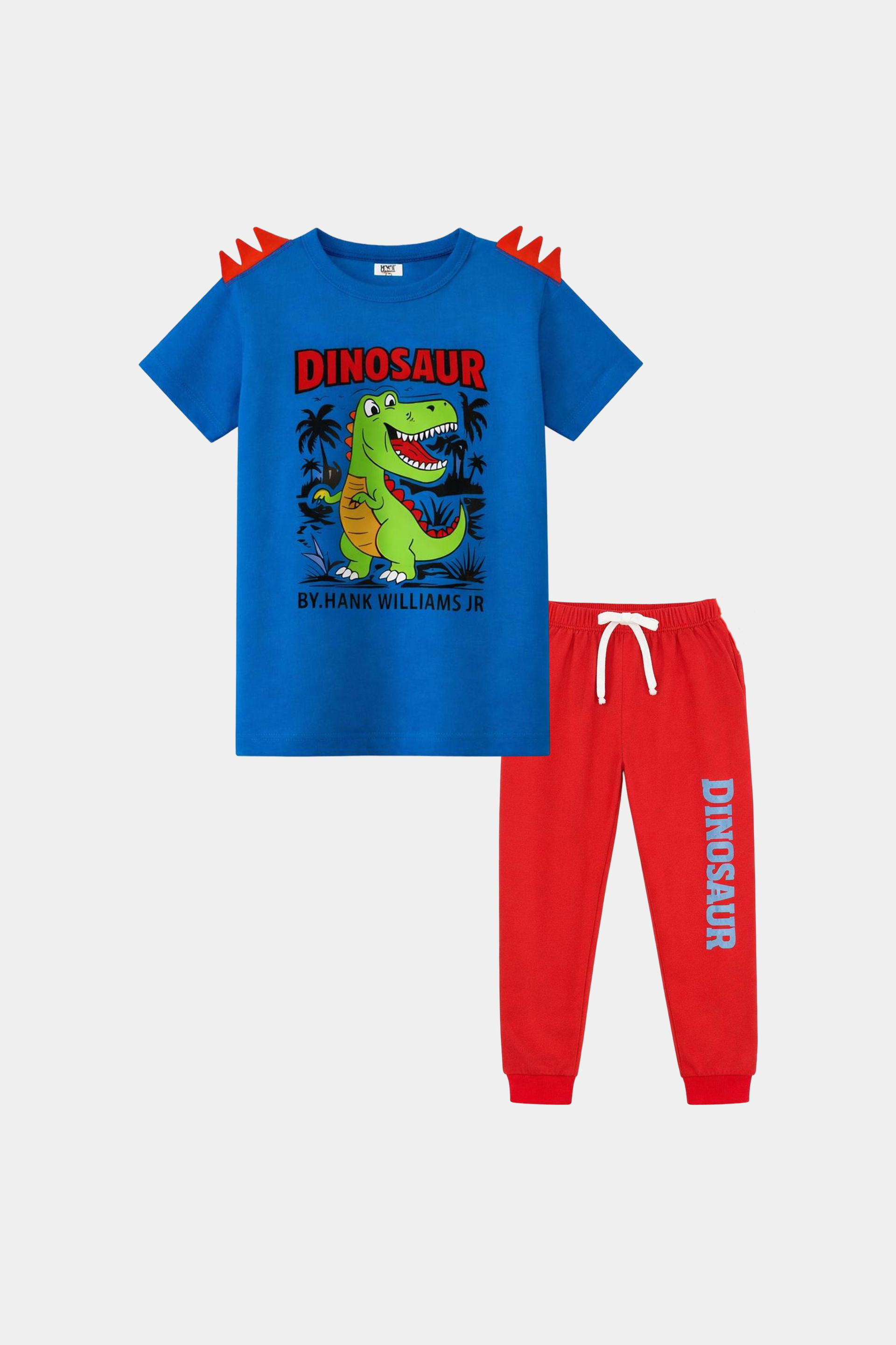 MYK Blue & Red Dinosaur Print Summer Co-ord Set - MYK_Fatimas