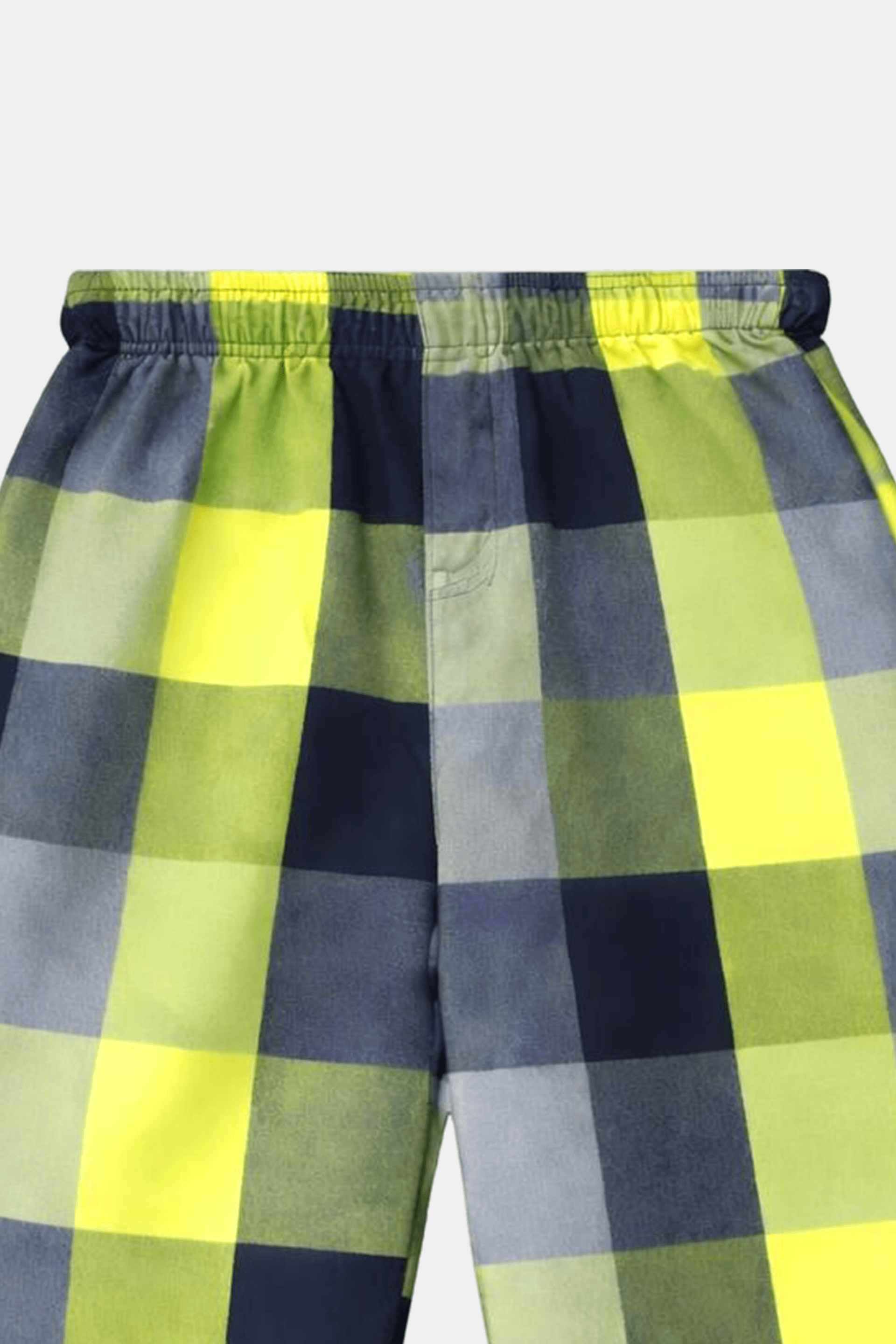 Boys Lime Green & Navy Checkered Shirt & Shorts Set - MYK_Fatimas