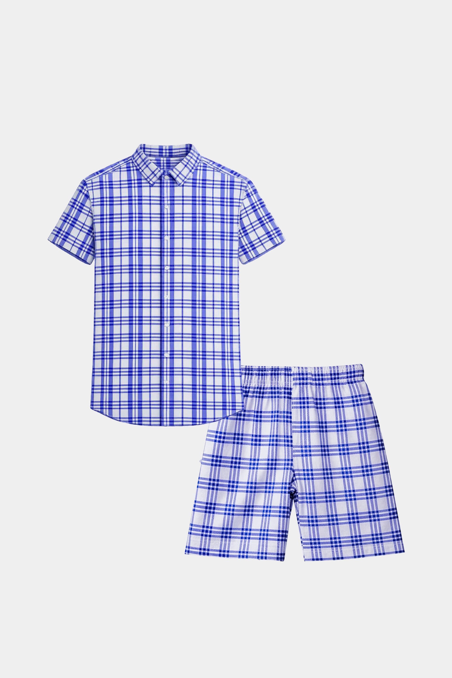 Boys Checkered Shirt & Shorts Set
