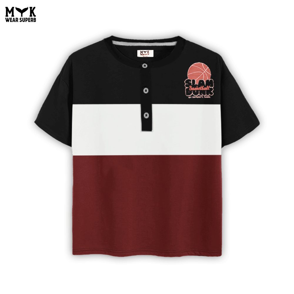 Boys Basketball Themed Colorblock T-Shirt & Shorts Set