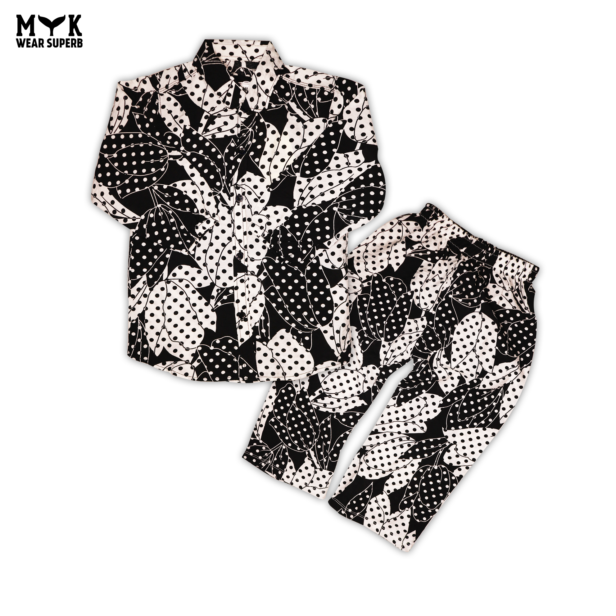Bold Black & White Polka Leaf Co-Ord Set
