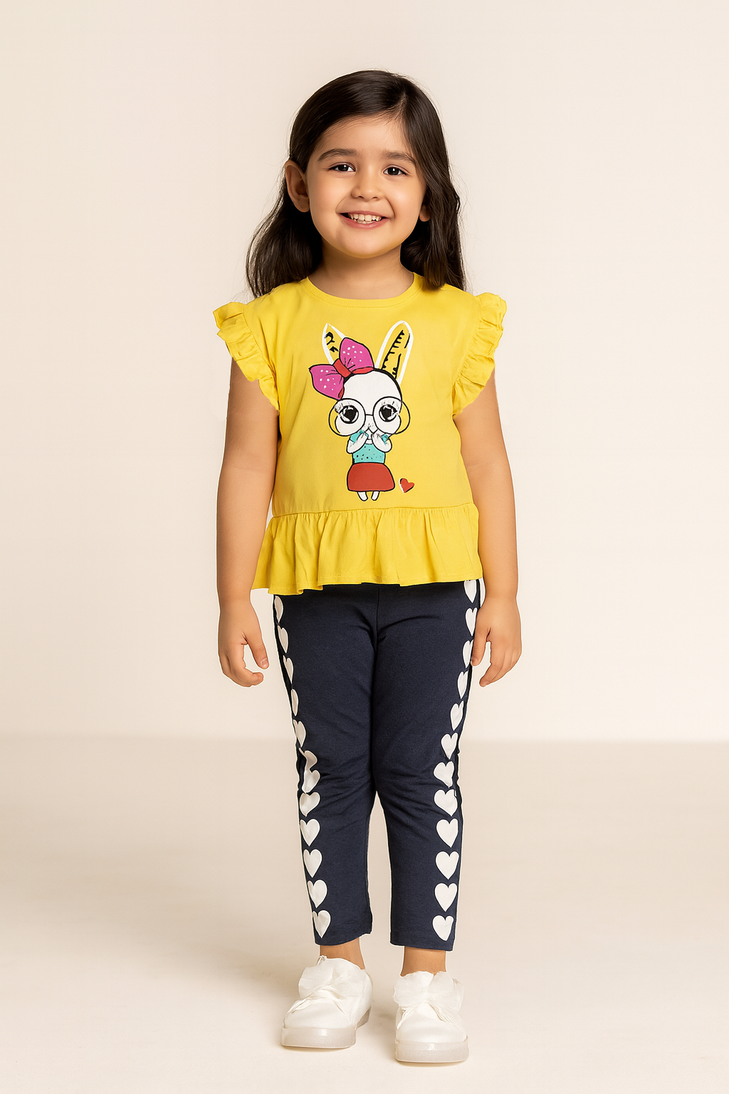 Sunny Bunny Ruffle Top & Heart Jogger Set