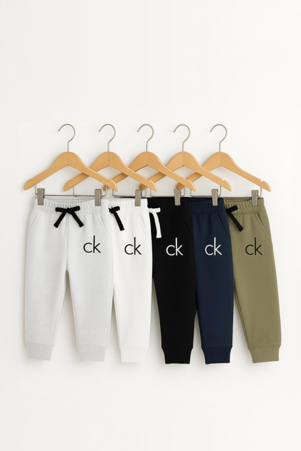 Set of 5 Joggers Navy Olive White Black & Light Grey – CHECK