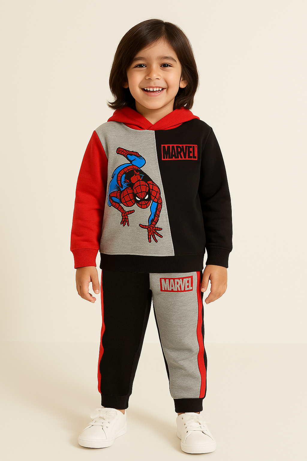 Kids Marvel Red & black Hoodie Fleece Tracksuit 2 Pcs set
