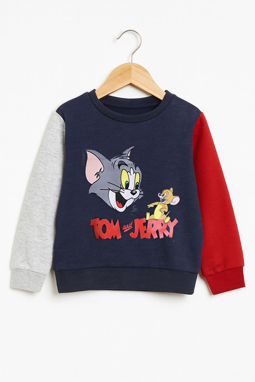 Kids Fleece Tom & Jerry Red ,Blue & Grey Sweatshirt With Trouser Premium Quality 2 Pcs Set