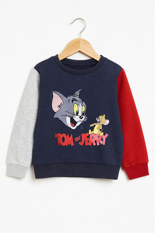 Kids Fleece Tom & Jerry Red ,Blue & Grey Sweatshirt With Trouser Premium Quality 2 Pcs Set