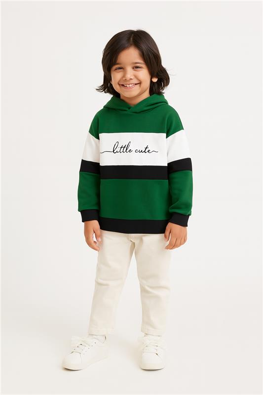 Kids Green Black Fleece Little Cute print Hoodie Premium Quality