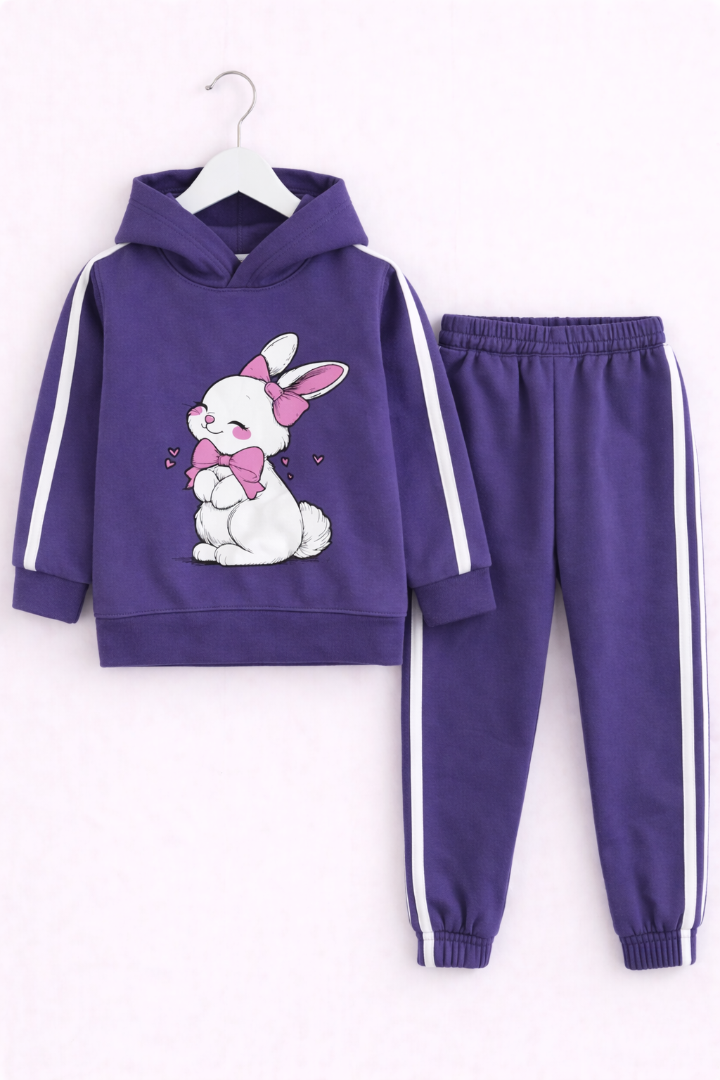 Kids Girls Purple Bunny Hoodie with Trouser