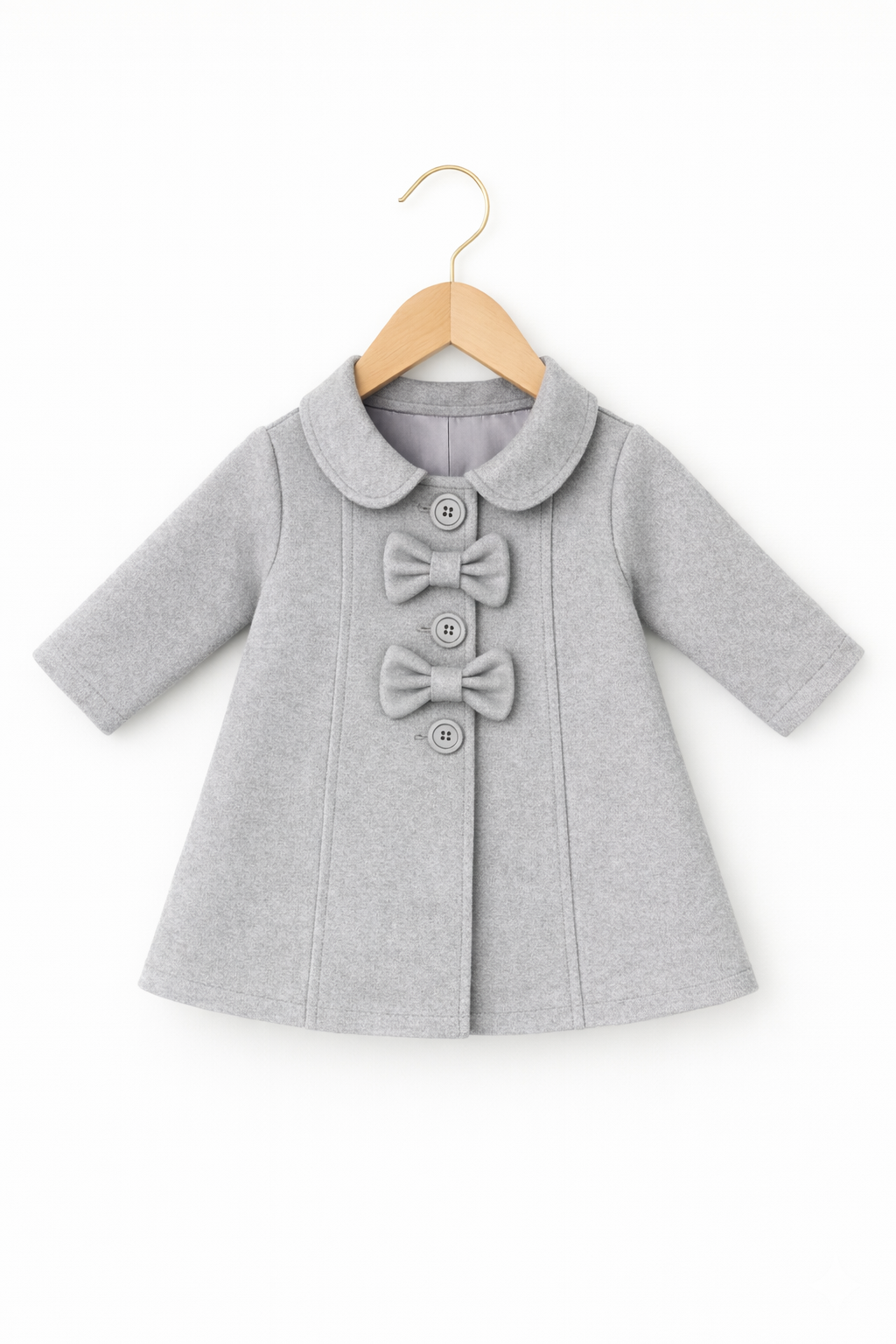 Baby Girls Soft Fleece Winter Coat with Bow Buttons 