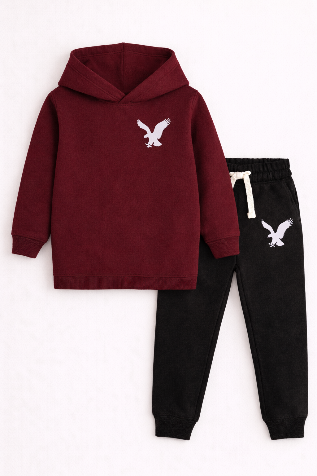 Kids Fleece Hoodie & Trouser Set – Maroon Hoodie with Black Trousers EG - MYK_Fatimas