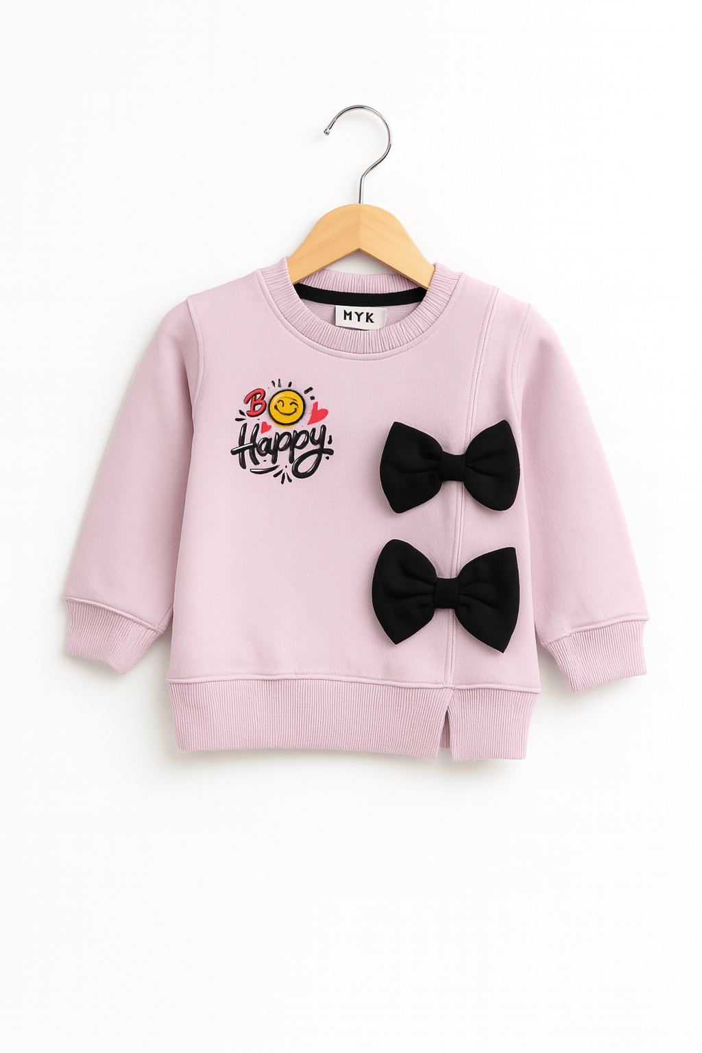 Girls Be Happy Pink & Black Bow Tracksuit