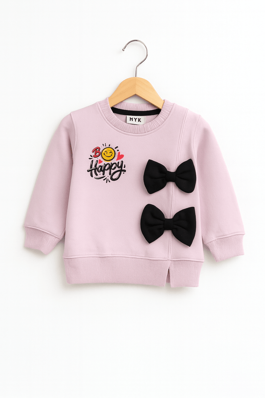 Girls Be Happy Pink & Black Bow Tracksuit